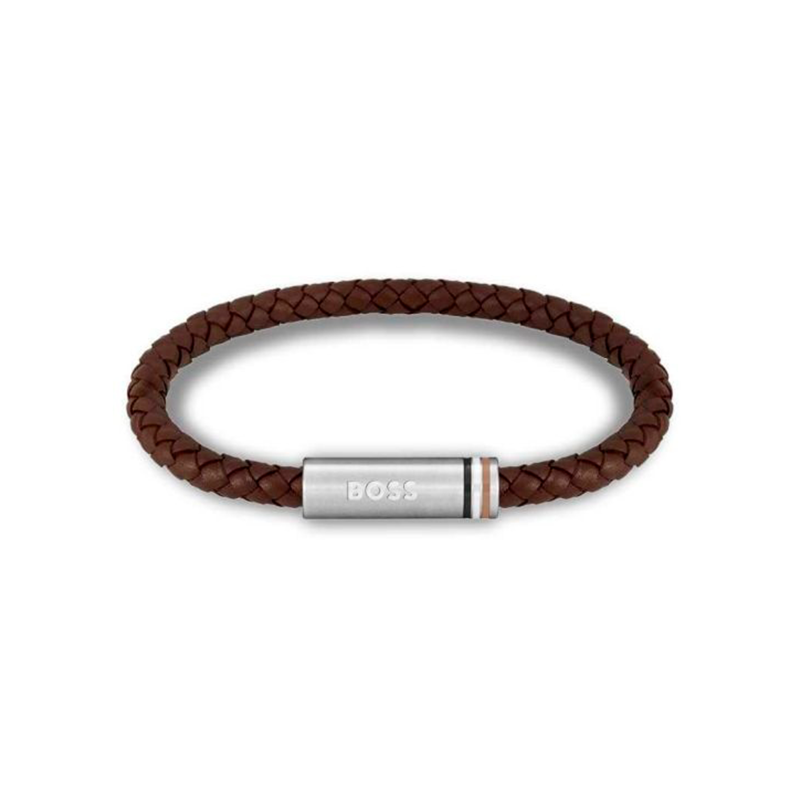 Pulsera Hugo Boss Piel Trenzada Marrón 1580623
