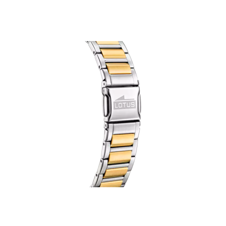 Reloj Lotus Square Series esfera beige correa bicolor acero inox. 316L 18969/2