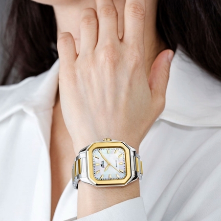 Reloj Lotus Square Series esfera beige correa bicolor acero inox. 316L 18969/2
