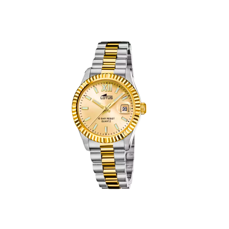 Reloj Lotus Freedom esfera beige correa bicolor acero inoxidable mujer 18931/2
