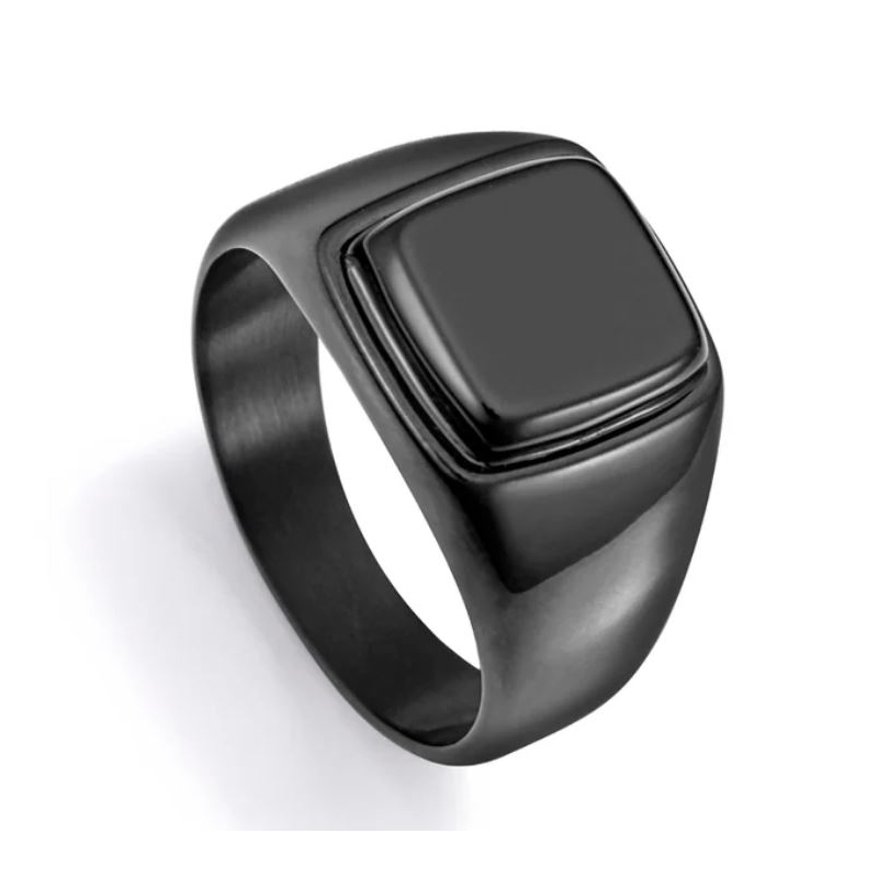 Anillo Viceroy de hombre de acero Ip negro tipo sello 75375A02