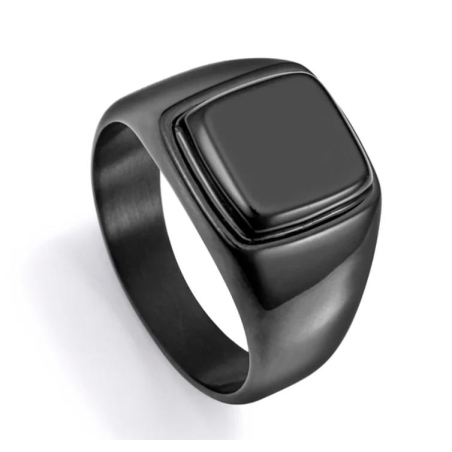 Anillo Viceroy de hombre de acero Ip negro tipo sello 75375A02