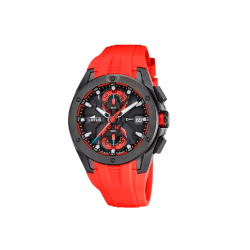 Reloj Lotus Vortex correa caucho roja y esfera negra hombre 18943/5