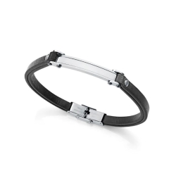 Pulsera Viceroy acero y piel negra 75379P01010
