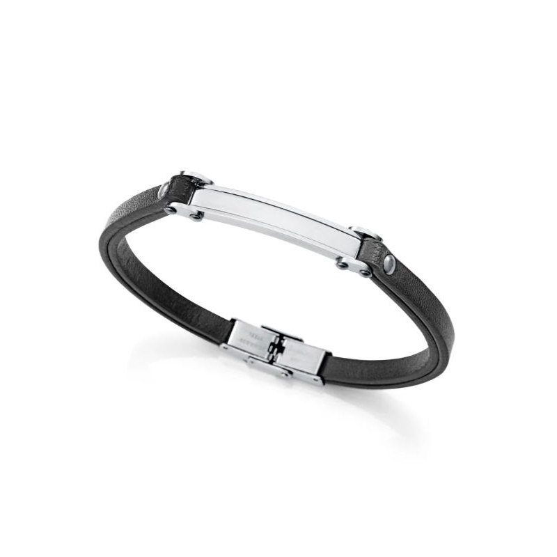 Pulsera Viceroy acero y piel negra 75379P01010