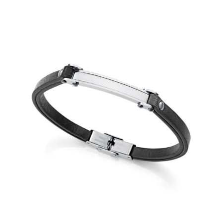 Pulsera Viceroy acero y piel negra 75379P01010