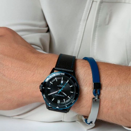 Pulsera Viceroy acero y piel azul 15170P01013