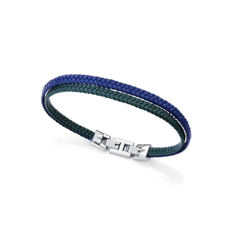 Pulsera Viceroy doble de hombre de acero con piel trenzada 15168P01016