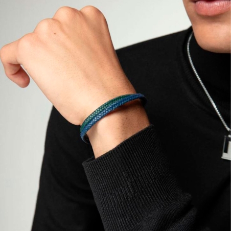 Pulsera Viceroy doble de hombre de acero con piel trenzada 15168P01016