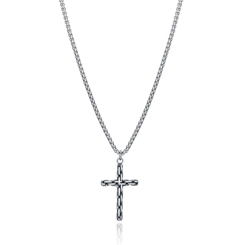 Collar Viceroy Beat de acero oxidado con una cruz 14005C01000