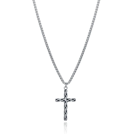 Collar Viceroy Beat de acero oxidado con una cruz 14005C01000