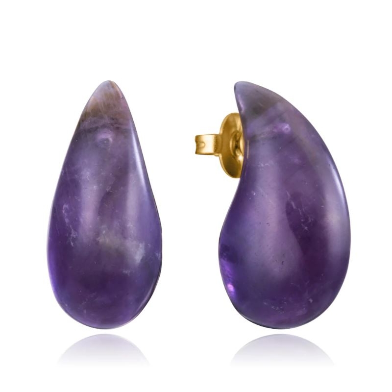 Pendientes Viceroy mujer acero Ip dorado piedra natural 14198E01019