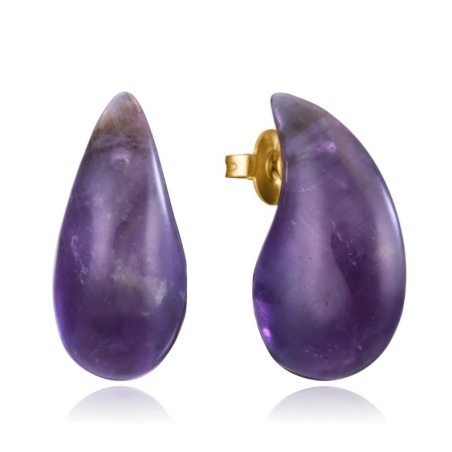 Pendientes Viceroy mujer acero Ip dorado piedra natural 14198E01019