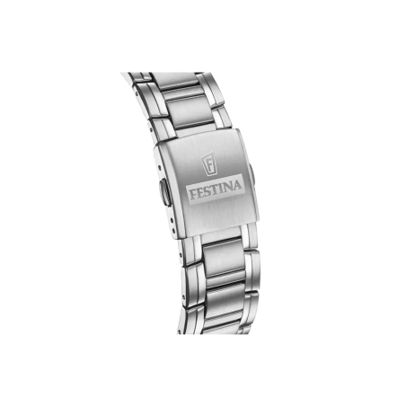Reloj Festina Timeless Chronograph esfera negra correa acero inox. hombre F20704/3