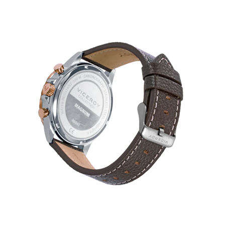 Reloj Viceroy caja bicolor de acero rosa y correa piel marrón hombre 46845-37