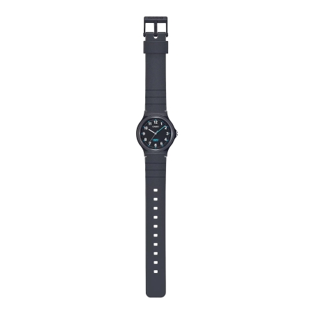 Reloj Casio esfera negra detalles azules y correa de resina mujer LQ-24B-1BEF