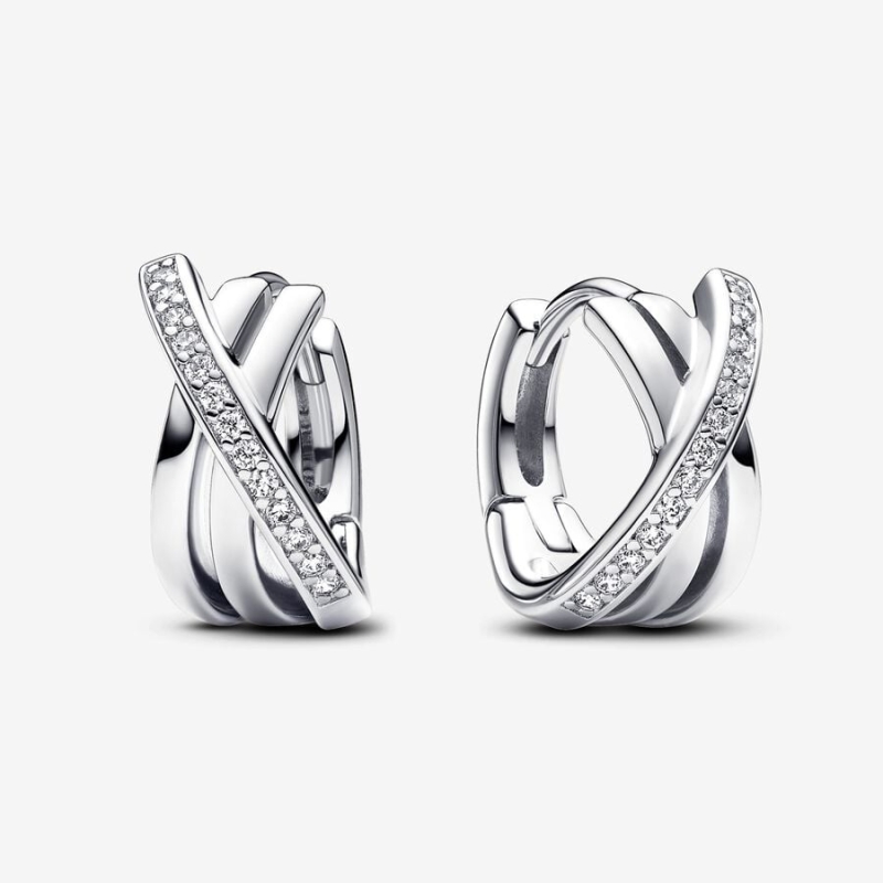 Pendientes Pandora aro Pavé Cruzado 293150C01 Pendientes Pandora aro Pavé Cruzado 293150C01
