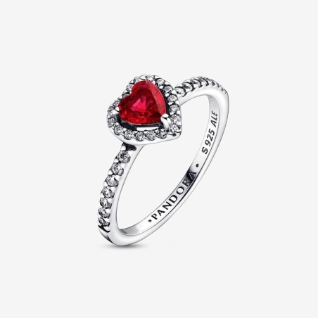 Anillo Pandora Corazón Nivelado Rojo Brillante 198421C02