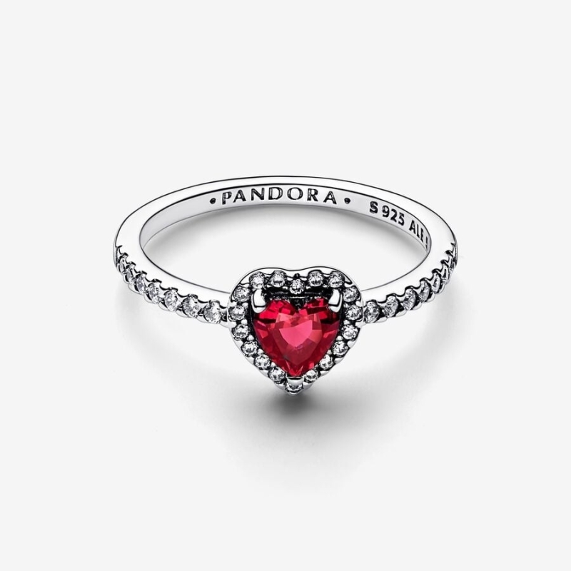 Anillo Pandora Corazón Nivelado Rojo Brillante 198421C02