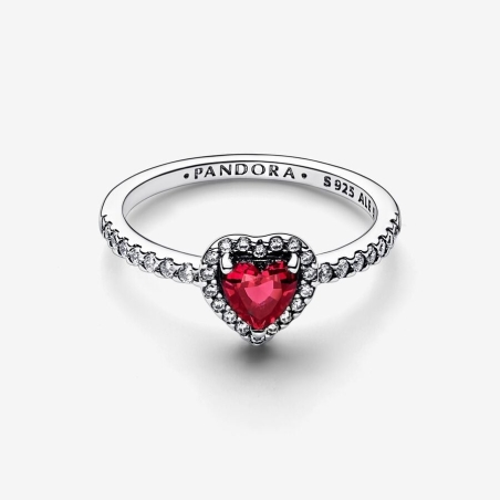 Anillo Pandora Corazón Nivelado Rojo Brillante 198421C02