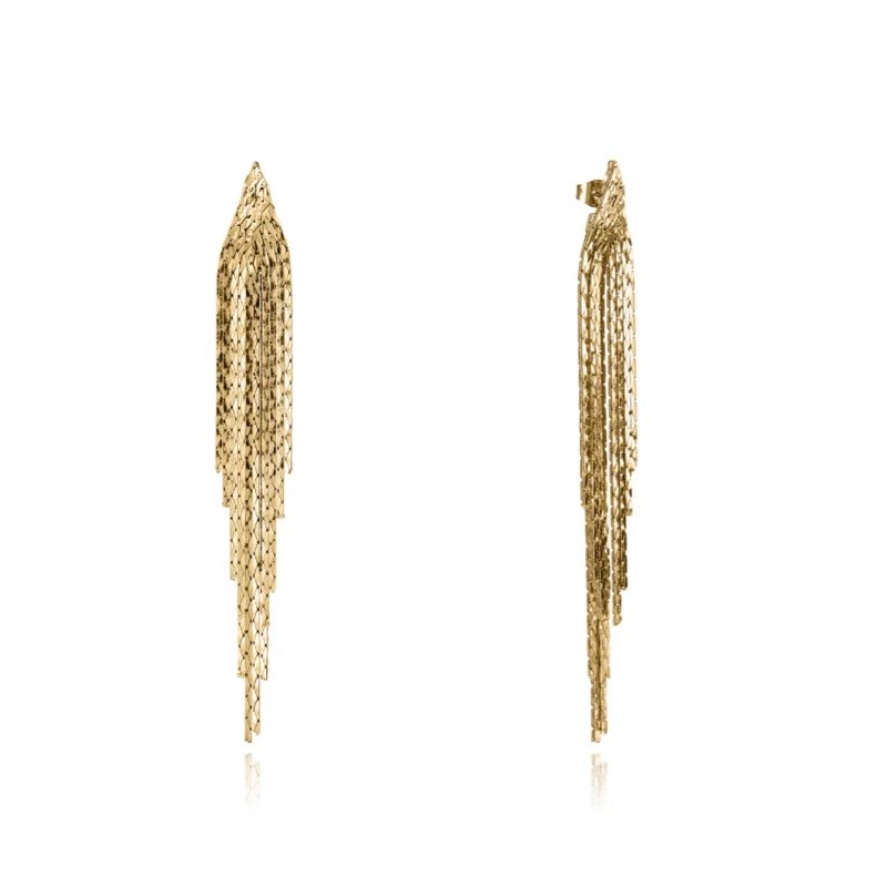 Pendientes de mujer de acero Ip dorado conjunto de cadenas 15161E01012
