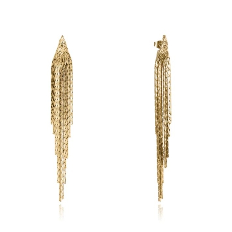Pendientes de mujer de acero Ip dorado conjunto de cadenas 15161E01012