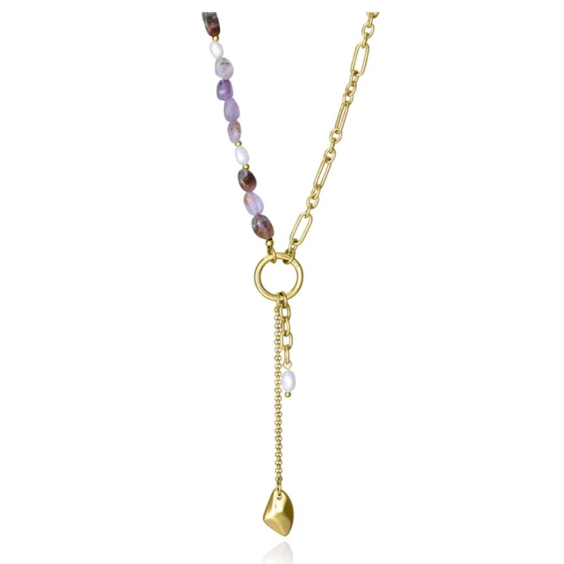 Collar Viceroy de mujer de acero con perlas y piedras 14201C01012