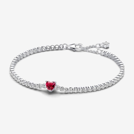 Pulsera Pandora Tenis Corazón Brillante Rojo 590041C02