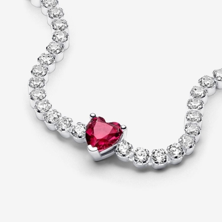 Pulsera Pandora Tenis Corazón Brillante Rojo 590041C02
