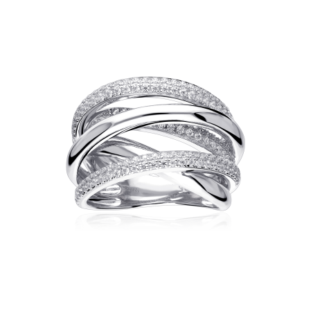 Anillo Plata primera ley y circonitas "Nadora"