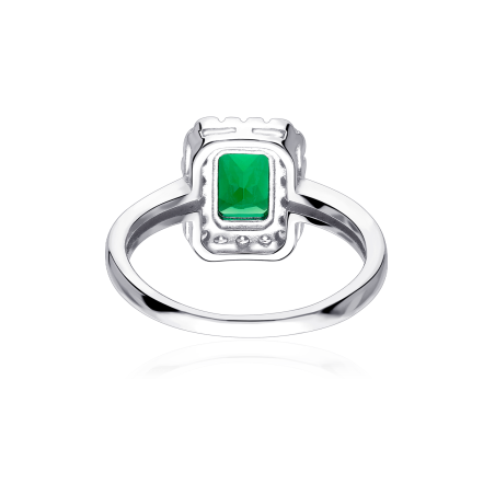 Anillo Plata primera ley y circonita verde "Austen"