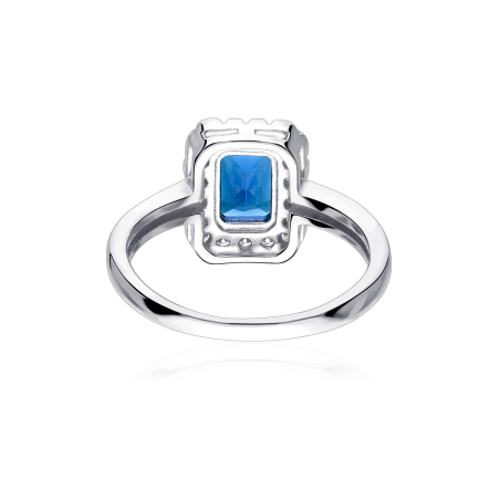 Anillo Plata primera ley y circonita azul "Austen"