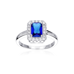 Anillo Plata primera ley y circonita azul  Austen 