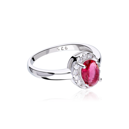 Anillo Plata primera ley y circonita roja "Eyre"