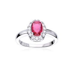 Anillo Plata primera ley y circonita roja "Eyre"