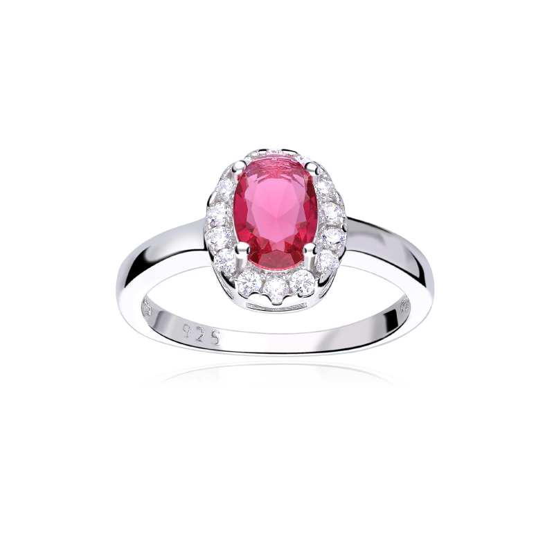 Anillo Plata primera ley y circonita roja "Eyre"
