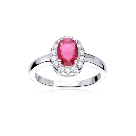 Anillo Plata primera ley y circonita roja "Eyre"