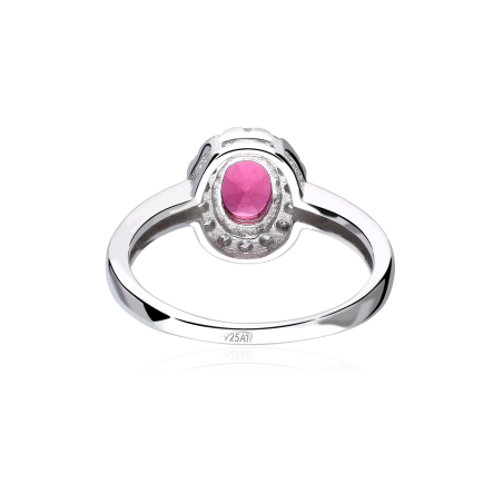 Anillo Plata primera ley y circonita roja "Eyre"