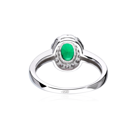 Anillo Plata primera ley y circonita verde "Eyre"