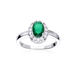 Anillo Plata primera ley y circonita verde "Eyre"