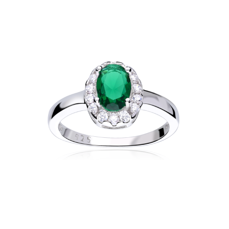 Anillo Plata primera ley y circonita verde "Eyre"