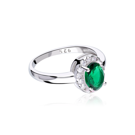 Anillo Plata primera ley y circonita verde "Eyre"