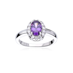 Anillo Plata primera ley y circonita morada "Eyre"