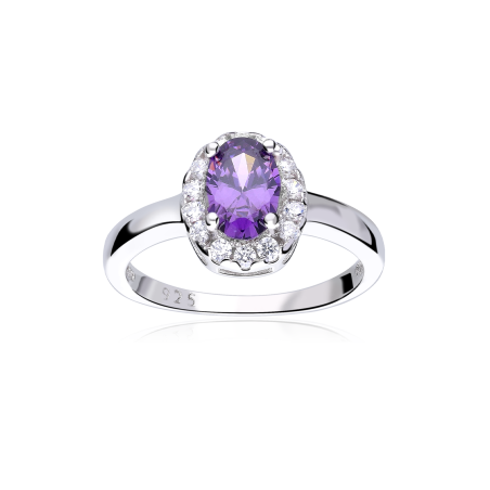 Anillo Plata primera ley y circonita morada "Eyre"