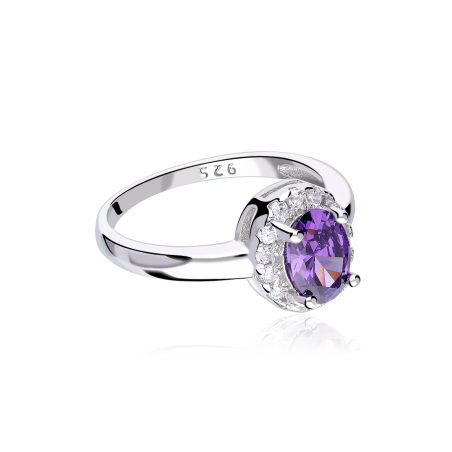 Anillo Plata primera ley y circonita morada "Eyre"