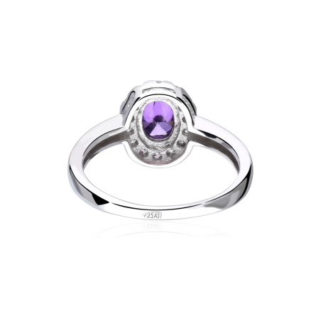 Anillo Plata primera ley y circonita morada "Eyre"