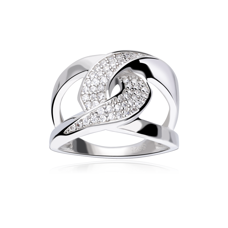 Anillo plata primera ley y circonitas "Cruzet"