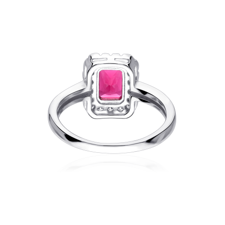 Anillo Plata primera ley y circonita roja "Austen"