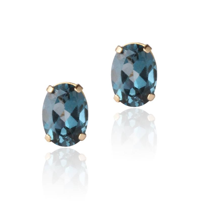 Pendientes Oro 18k y piedra London Blue