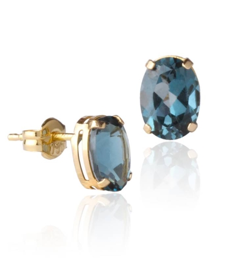 Pendientes Oro 18k y piedra London Blue